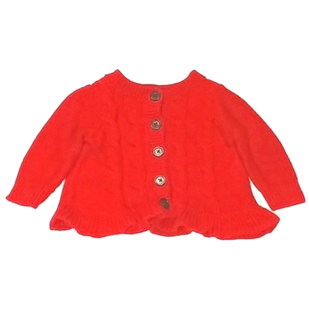 baby Gap red, cable knit, button-up, cardigan